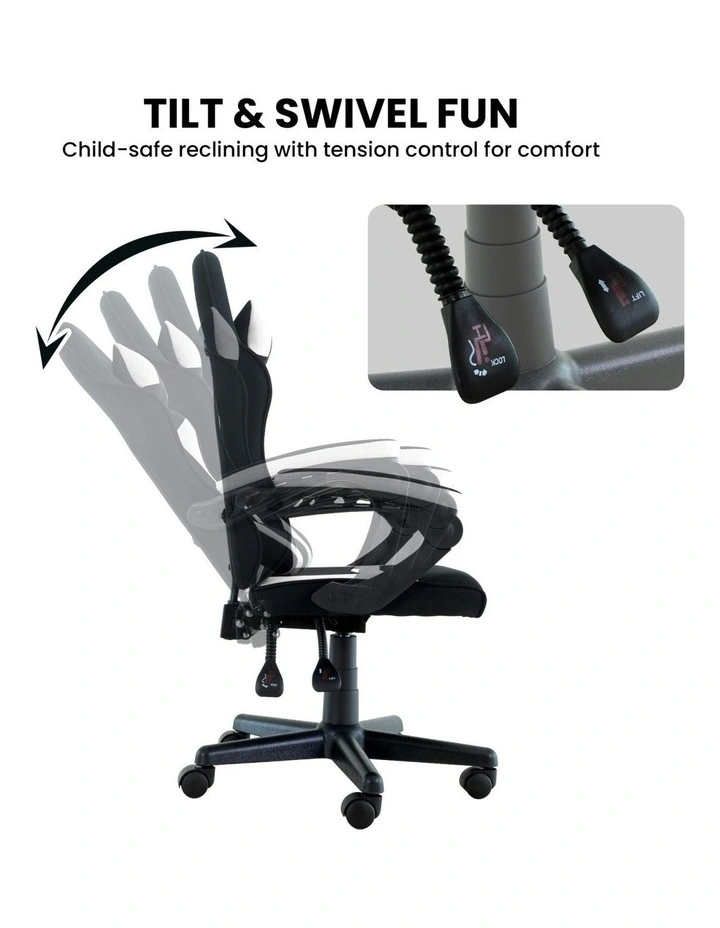 Antre Adjustable Height Study Gaming Chair in Black/White image 7