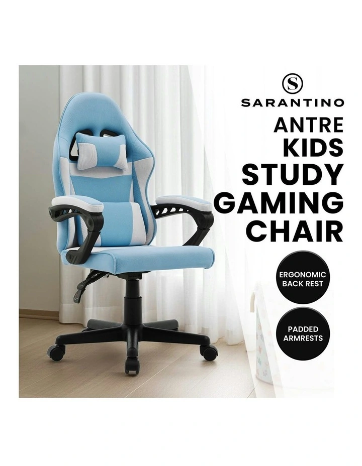 Antre Adjustable Height Study Gaming Chair in Blue/White image 2
