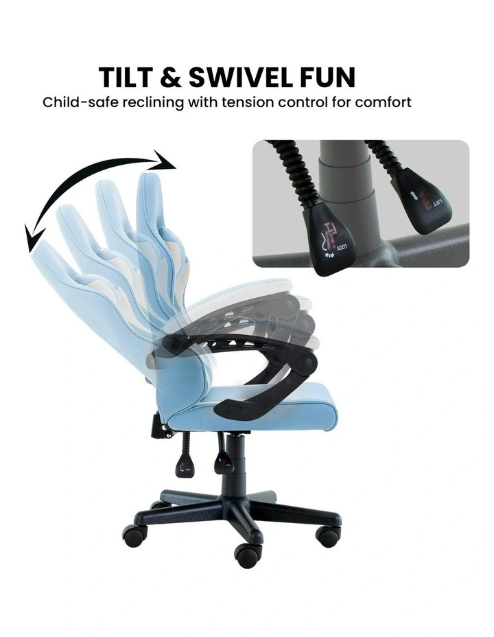 Antre Adjustable Height Study Gaming Chair in Blue/White image 7