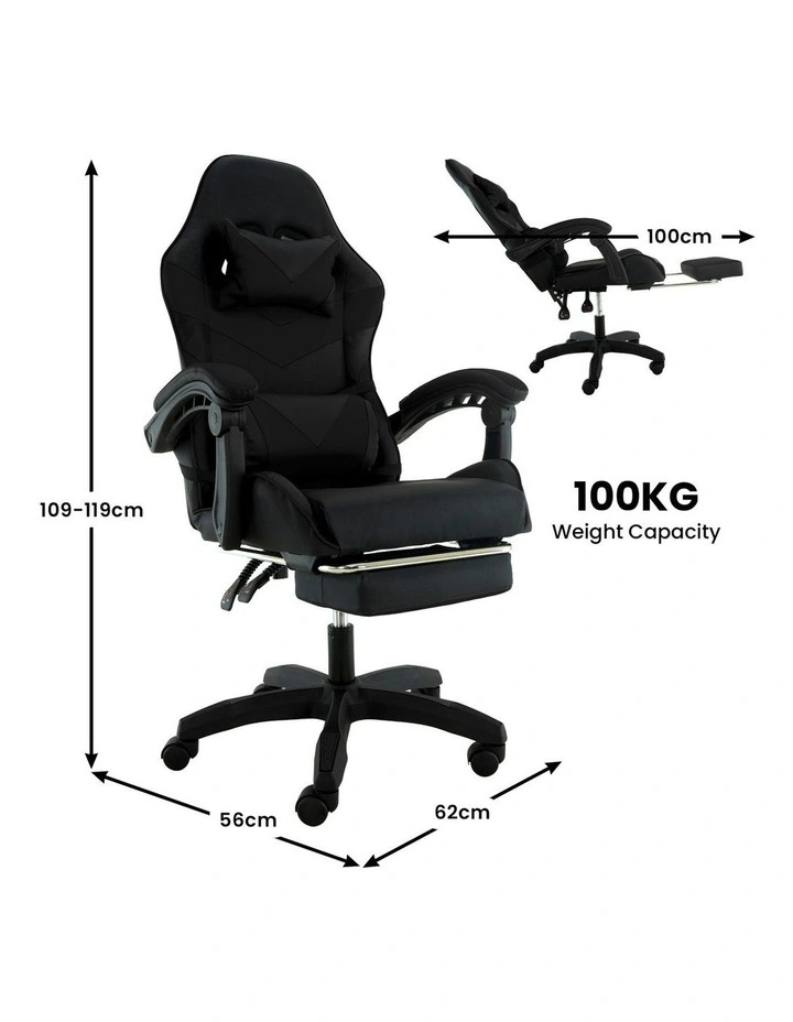 Cueva Reclining High Back Office Gaming Chair in Black image 3