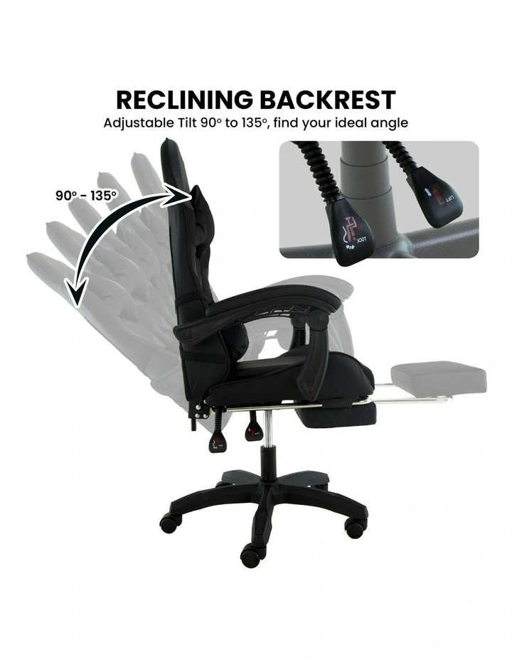 Cueva Reclining High Back Office Gaming Chair in Black image 6