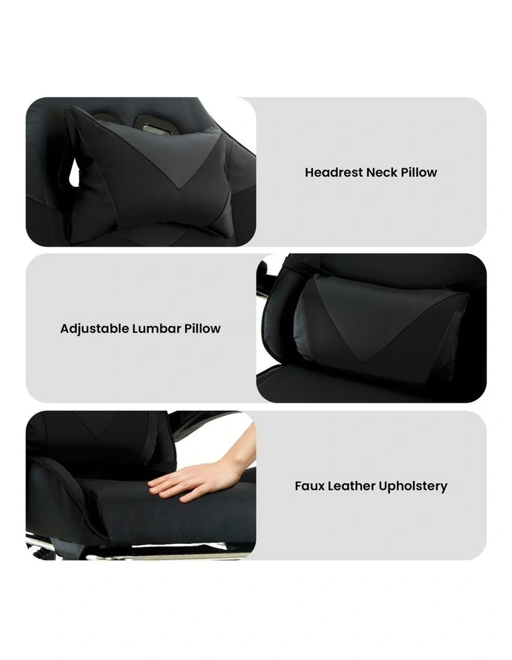 Cueva Reclining High Back Office Gaming Chair in Black image 7
