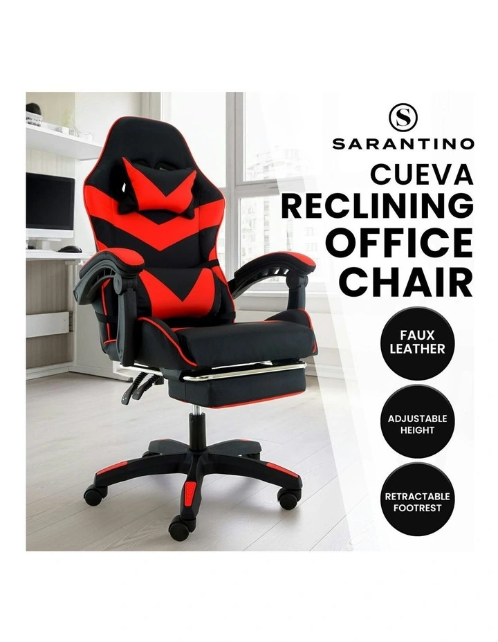 Cueva Reclining High Back Office Gaming Chair in Black/Red image 2