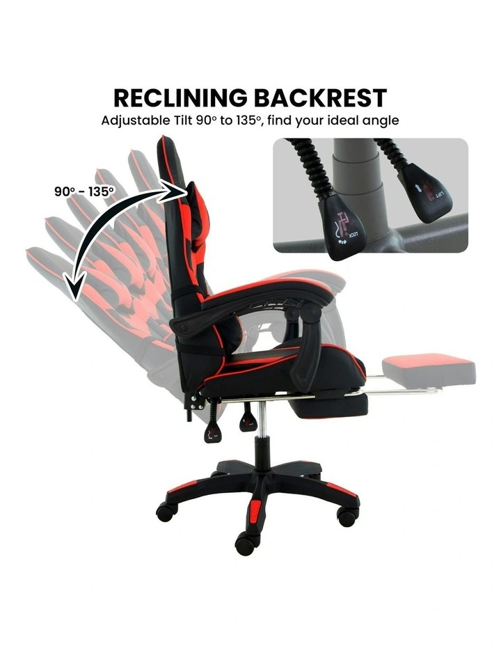 Cueva Reclining High Back Office Gaming Chair in Black/Red image 7