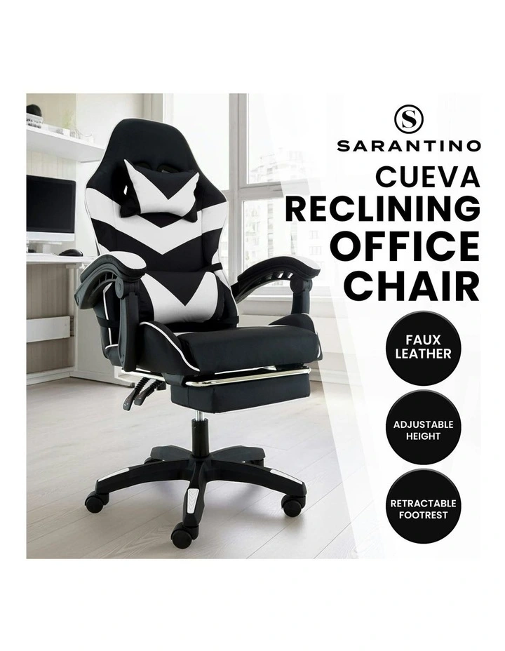 Cueva Reclining High Back Office Gaming Chair in Black/White image 2