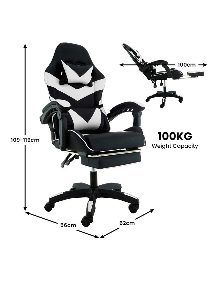 Cueva Reclining High Back Office Gaming Chair in Black/White image 4