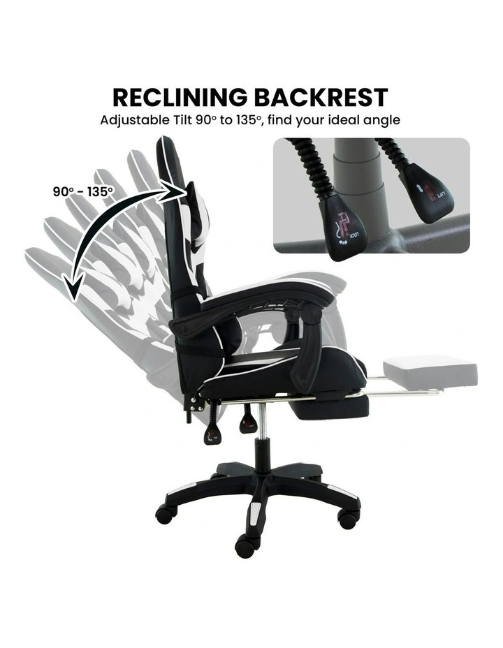 Cueva Reclining High Back Office Gaming Chair in Black/White image 7