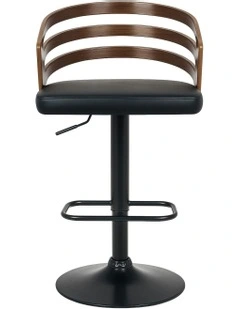 Bentwood Barstool Leather Seat And Metal Base in Walnut