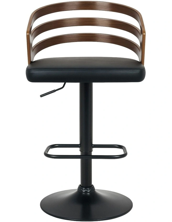 Bentwood Barstool Leather Seat And Metal Base in Walnut image 1