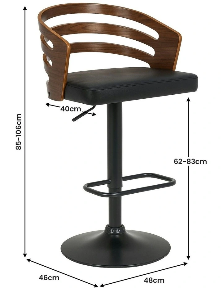 Bentwood Barstool Leather Seat And Metal Base in Walnut image 3