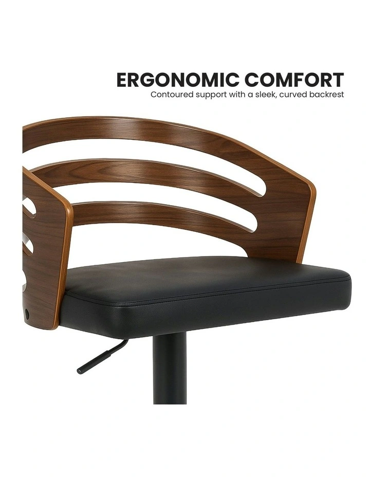 Bentwood Barstool Leather Seat And Metal Base in Walnut image 4