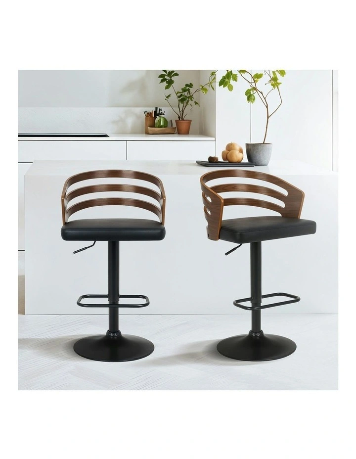Bentwood Barstool Leather Seat And Metal Base in Walnut image 7