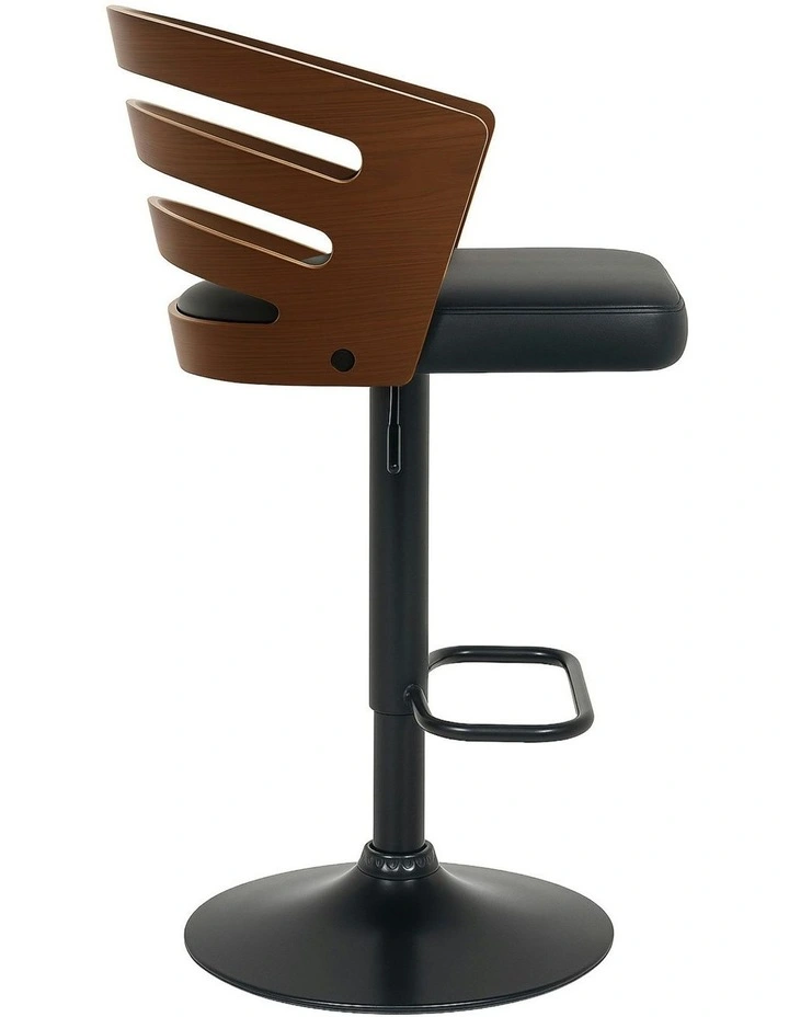 Bentwood Barstool Leather Seat And Metal Base Set of 2 in Walnut image 5