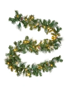 Prelit Bayville Pine Christmas Garland 274cm in White