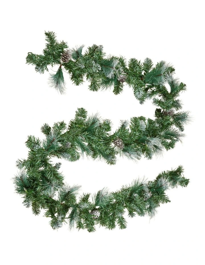 Prelit Bayville Pine Christmas Garland 274cm in White image 2