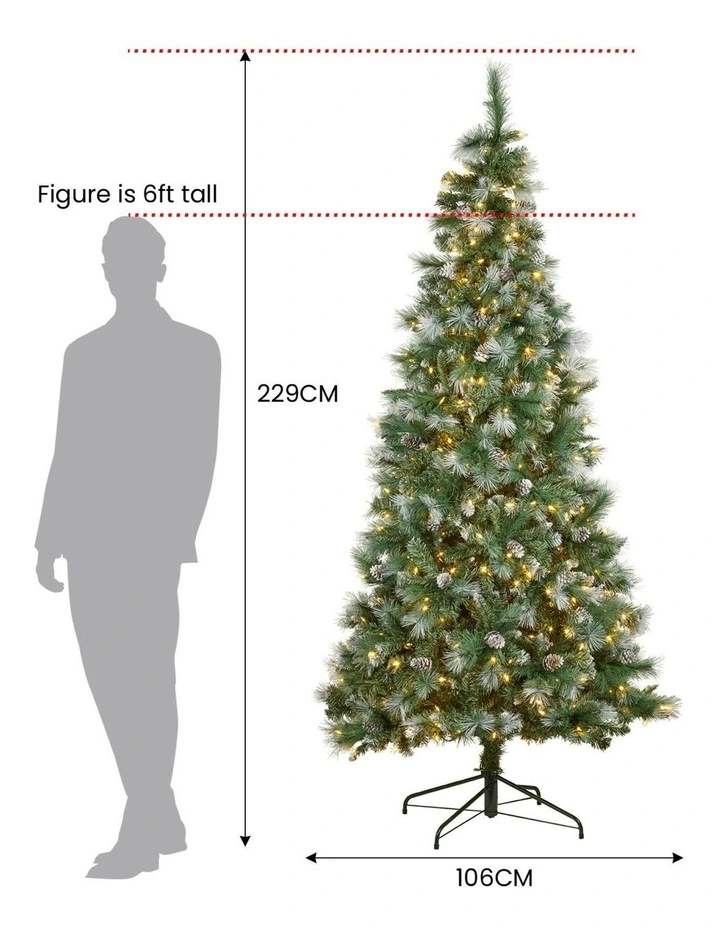 Bayville Pine Slim Pre-Lit Christmas Tree 2.3m in Green image 3