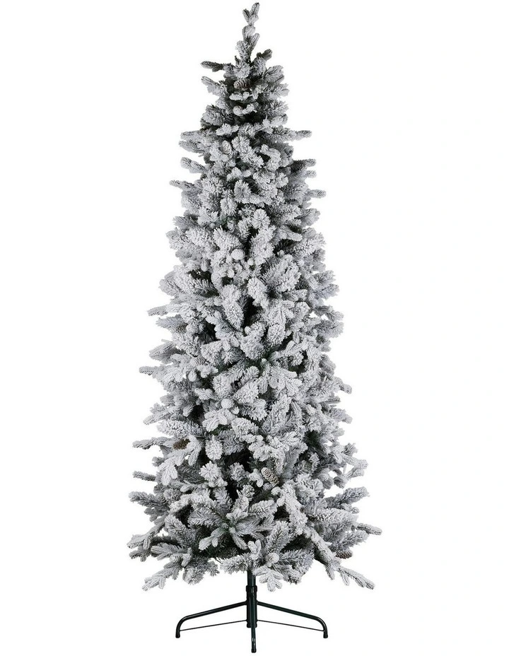Snowy Dorchester Pencil Christmas Tree Pine Cones LED Lights 7.5ft in Multi image 2