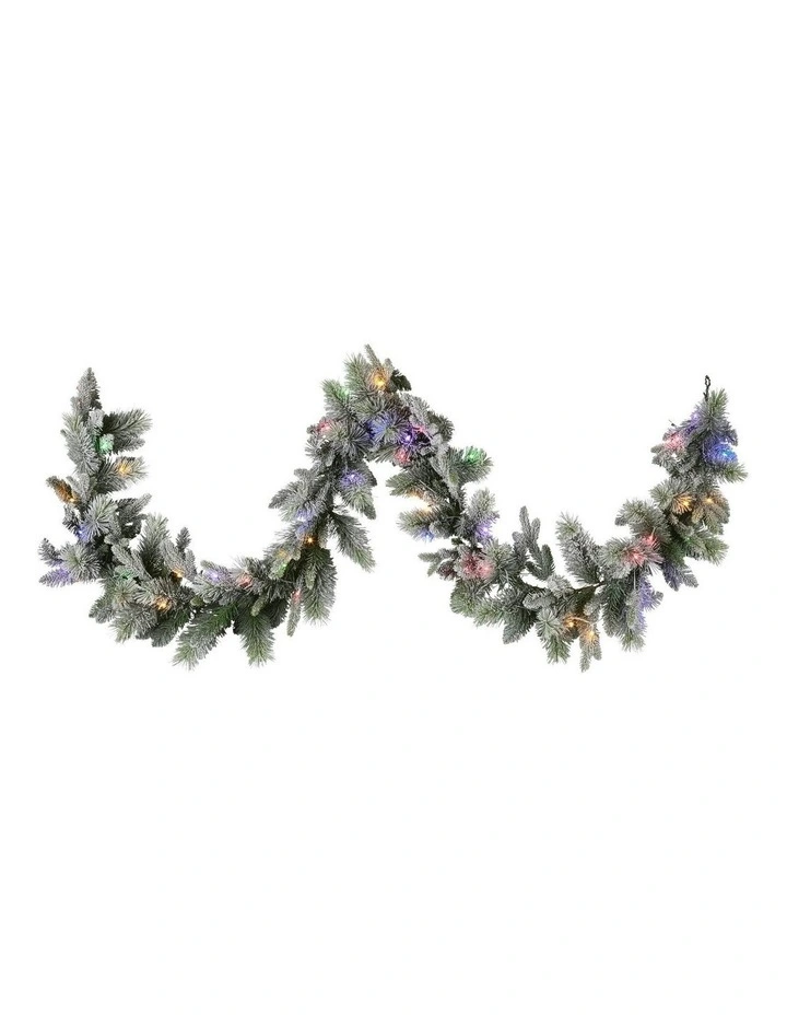 Battery Operated Christmas Garland With LED Lights & Timer 274cm in Multi image 1