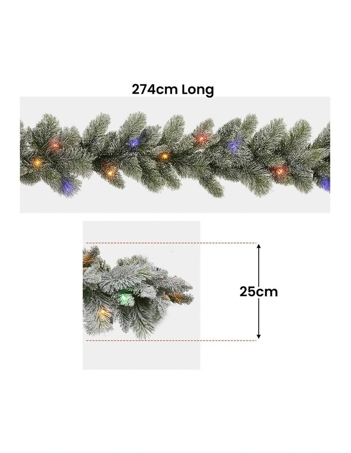 Battery Operated Christmas Garland With LED Lights & Timer 274cm in Multi image 4