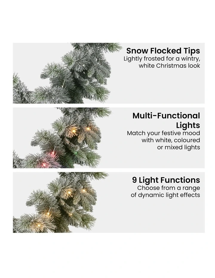 Battery Operated Christmas Garland With LED Lights & Timer 274cm in Multi image 5