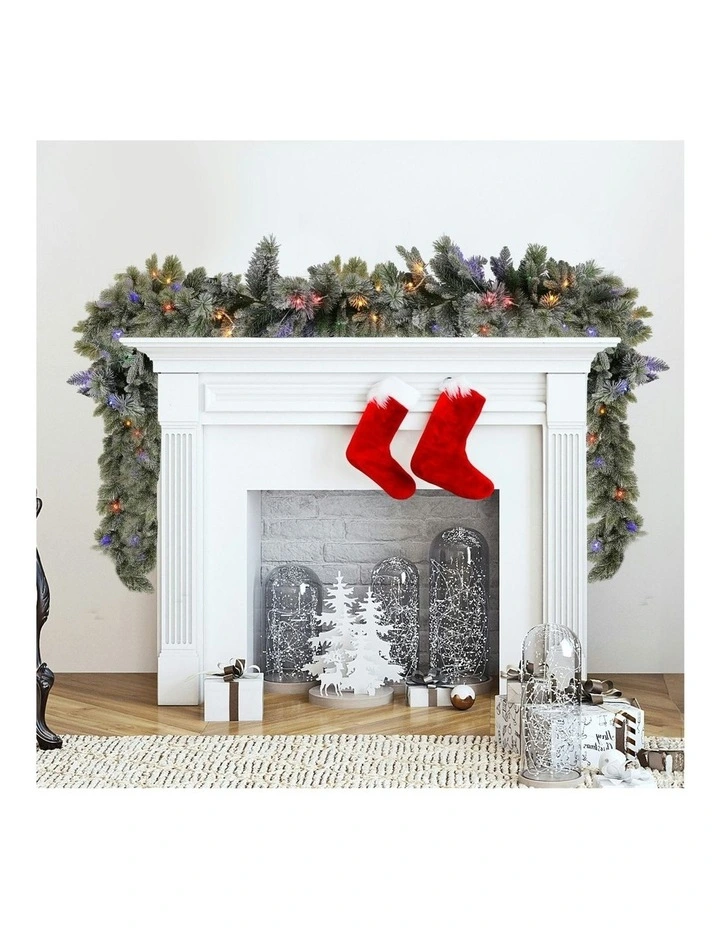 Battery Operated Christmas Garland With LED Lights & Timer 274cm in Multi image 6