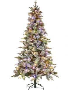 White Coloured LED Lights & Foot Pedal Christmas Tree 7.5ft in Green