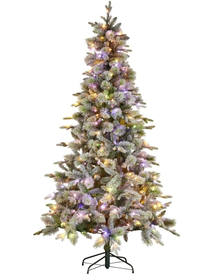 White Coloured LED Lights & Foot Pedal Christmas Tree 7.5ft in Green image 1