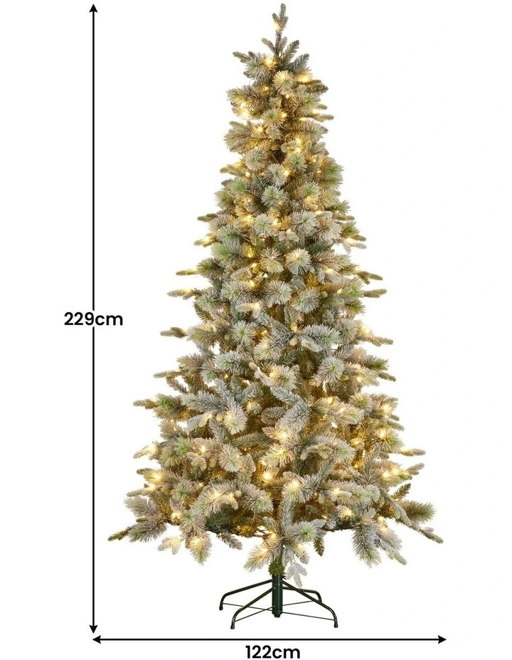 White Coloured LED Lights & Foot Pedal Christmas Tree 7.5ft in Green image 2