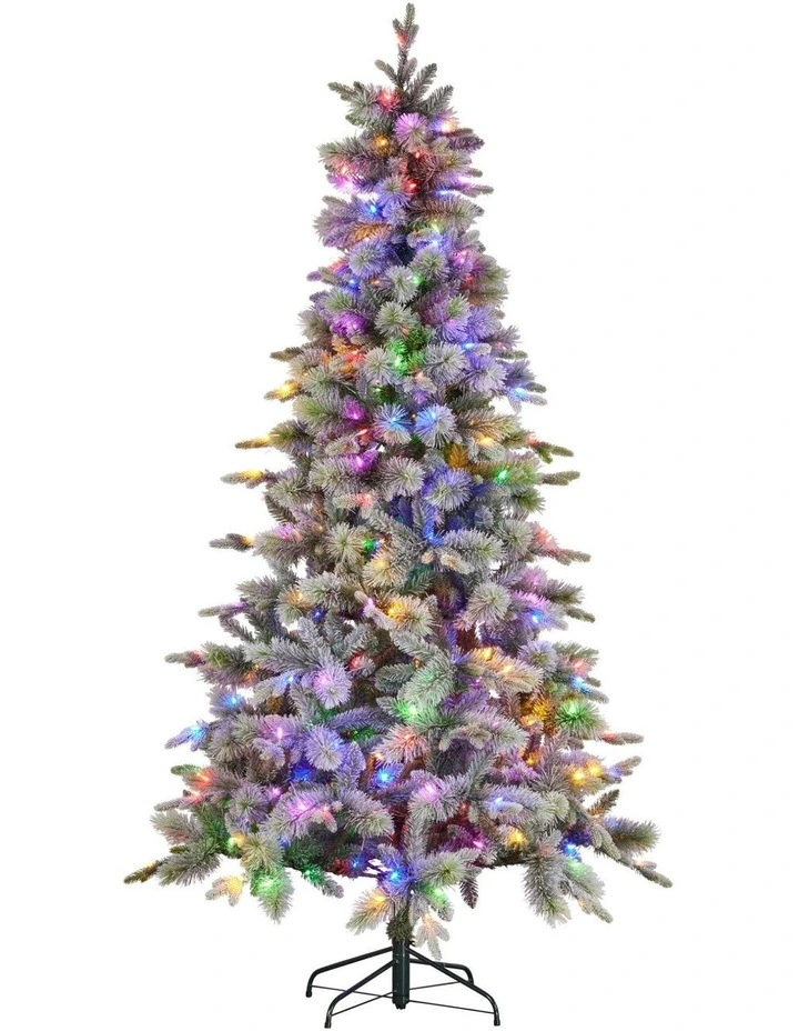 White Coloured LED Lights & Foot Pedal Christmas Tree 7.5ft in Green image 3