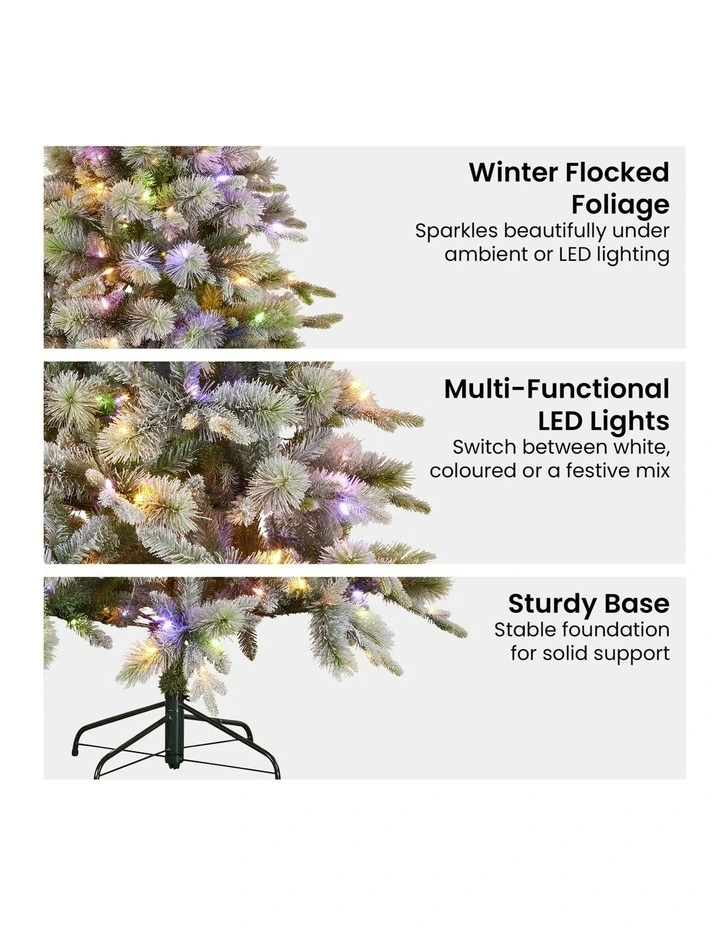 White Coloured LED Lights & Foot Pedal Christmas Tree 7.5ft in Green image 4