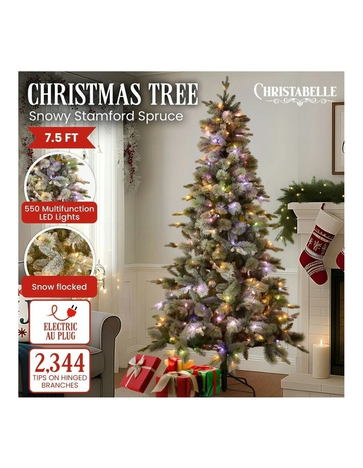 White Coloured LED Lights & Foot Pedal Christmas Tree 7.5ft in Green image 6