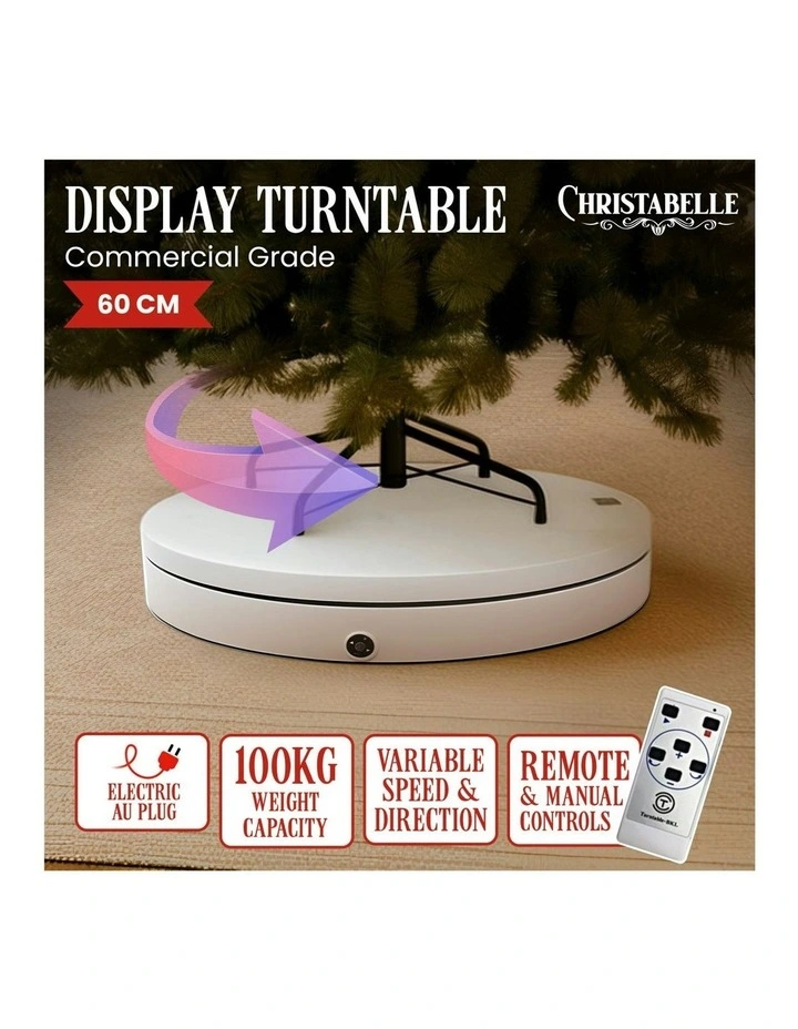 Commercial Electric Shop Display Rotating Turntable Platform With Power Outlet 60cm 100kg in White image 4