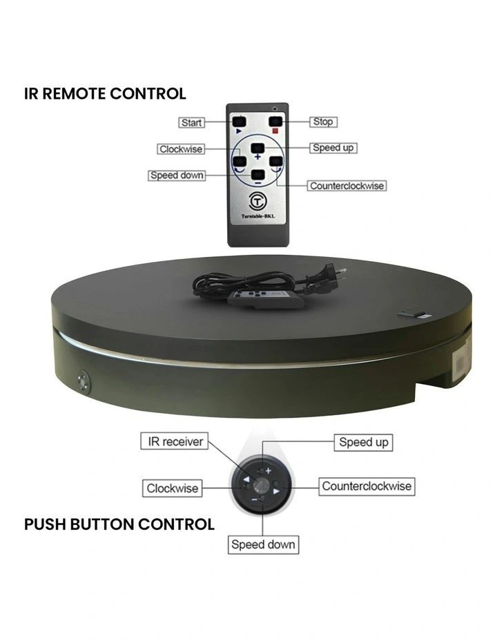 Commercial Electric Shop Display Rotating Turntable Platform With Power Outlet 60cm 100kg in Black image 7