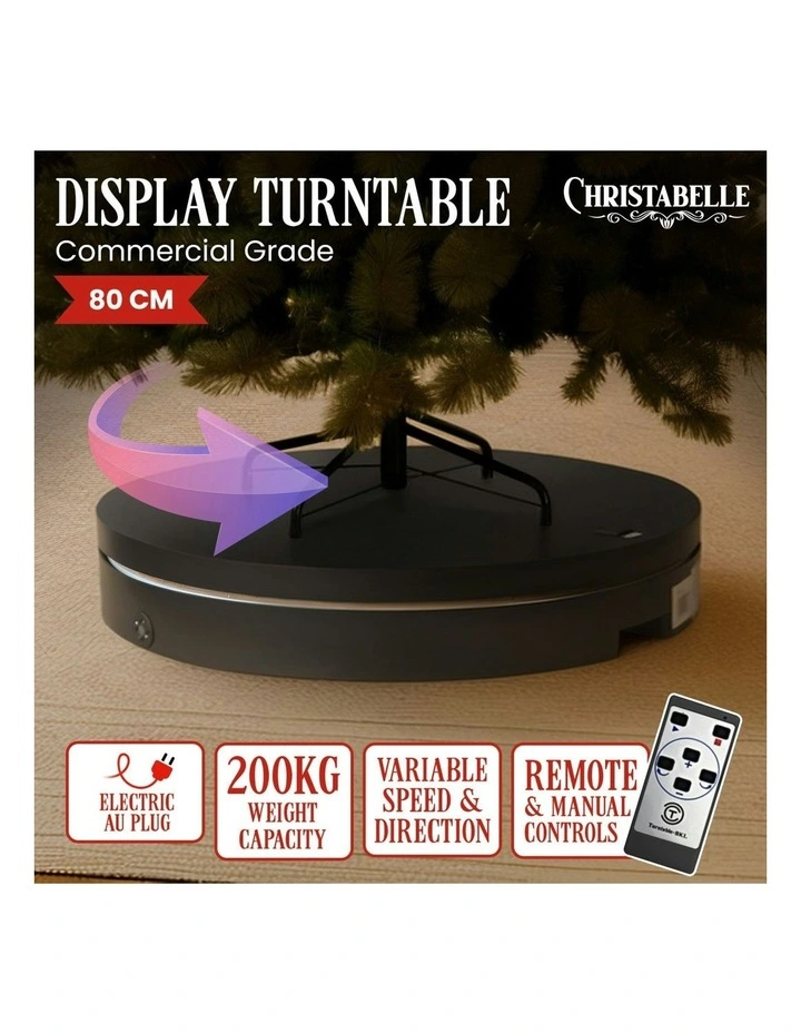 Commercial Electric Shop Display Rotating Turntable Platform With Power Outlet 80cm 200kg in Black image 3