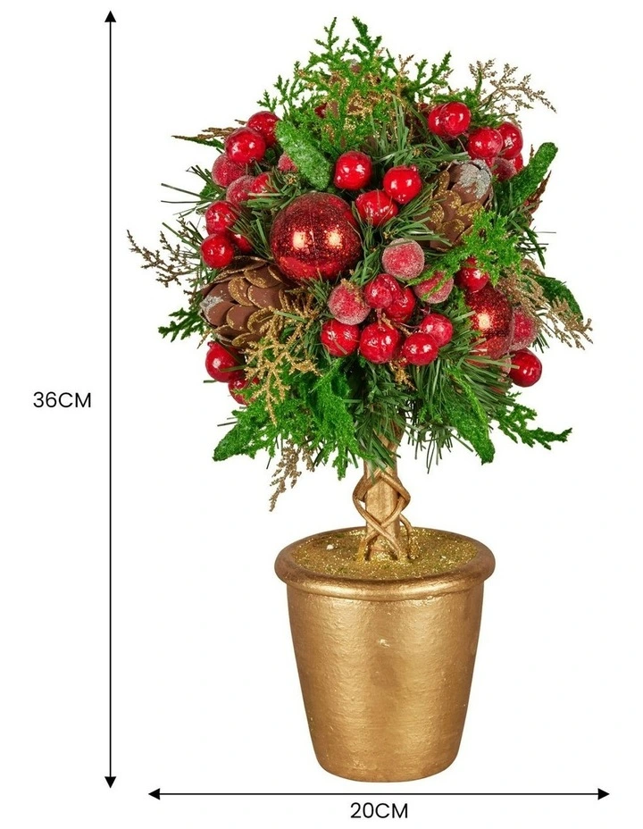 Christmas Tabletop Topiary With Berries Baubles And Pine Cones 36cm in Multi image 4