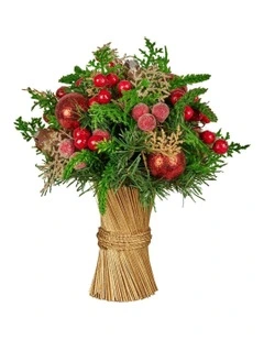 Christmas Bouquet Floral Centrepiece With Berries & Baubles 33cm in Multi