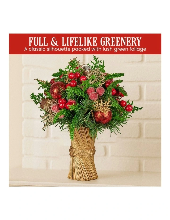 Christmas Bouquet Floral Centrepiece With Berries & Baubles 33cm in Multi image 5