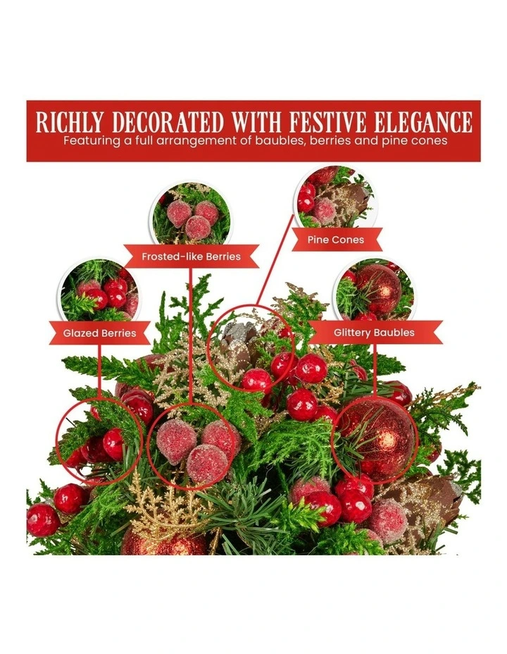 Christmas Bouquet Floral Centrepiece With Berries & Baubles 33cm in Multi image 6