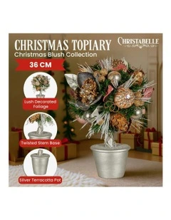 Christmas Tabletop Topiary With Jewelled Baubles And Pine Cone in Multi