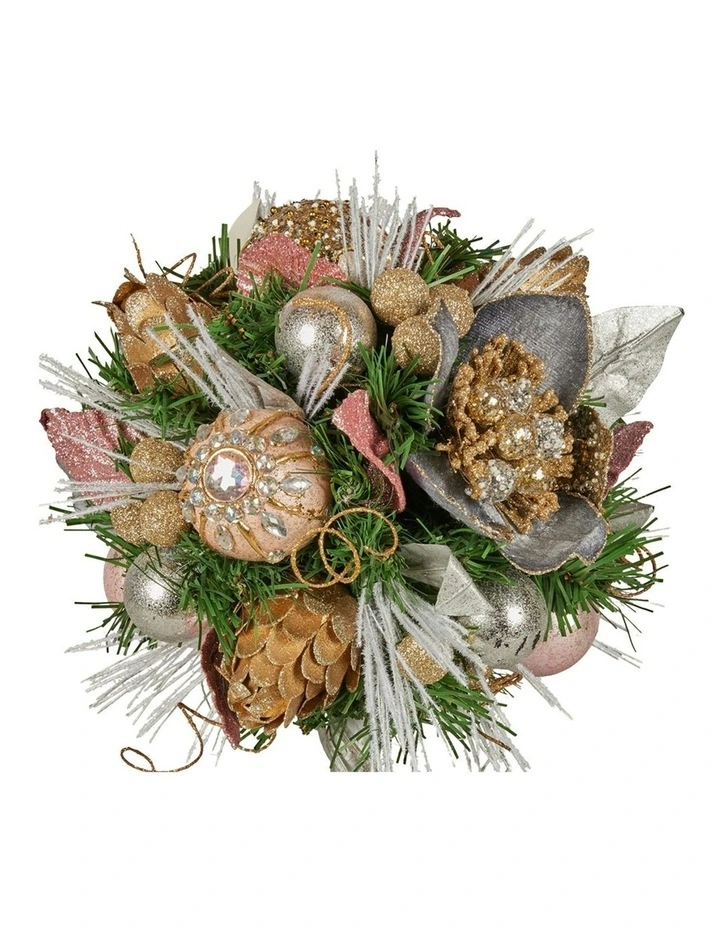 Christmas Tabletop Topiary With Jewelled Baubles And Pine Cone in Multi image 2