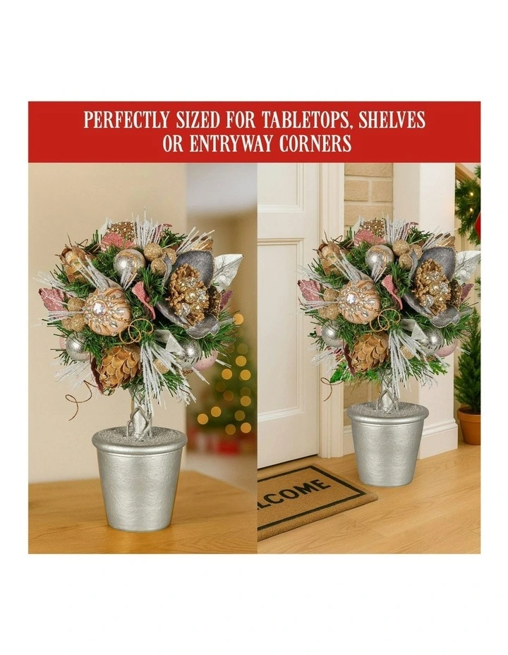 Christmas Tabletop Topiary With Jewelled Baubles And Pine Cone in Multi image 7