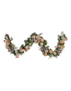 Christmas Garland With Jewelled Baubles, Flowers, Ribbon & Berries in Multi