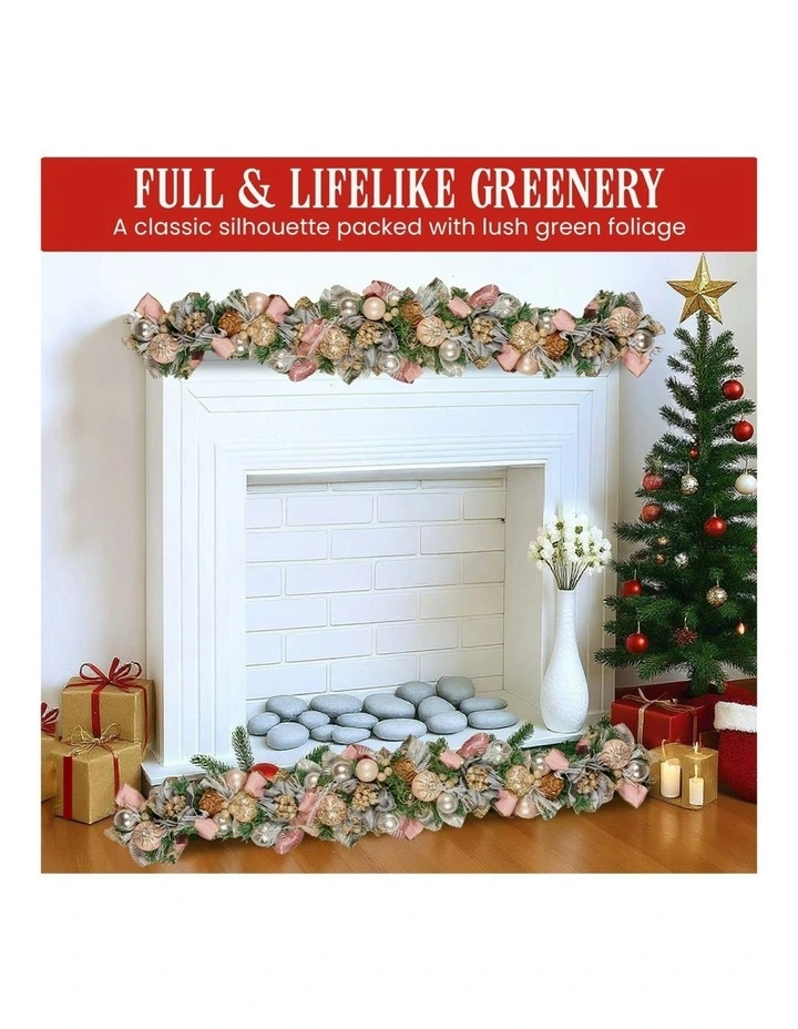 Christmas Garland With Jewelled Baubles, Flowers, Ribbon & Berries in Multi image 4