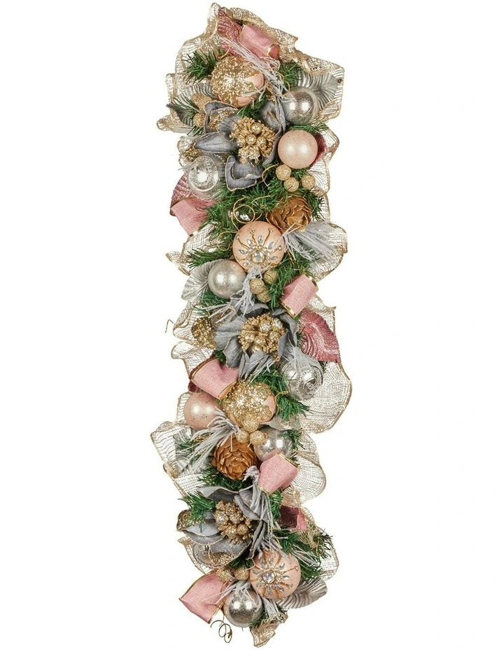 Christmas Garland with Jewelled Baubles & Berries Pre Decorated Festive in Multi image 1
