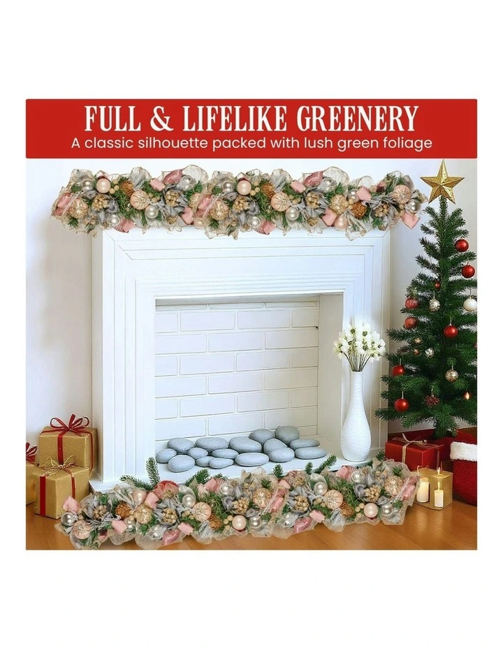 Christmas Garland with Jewelled Baubles & Berries Pre Decorated Festive in Multi image 4