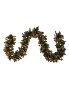 Battery Operated Christmas Garland 274cm in Green
