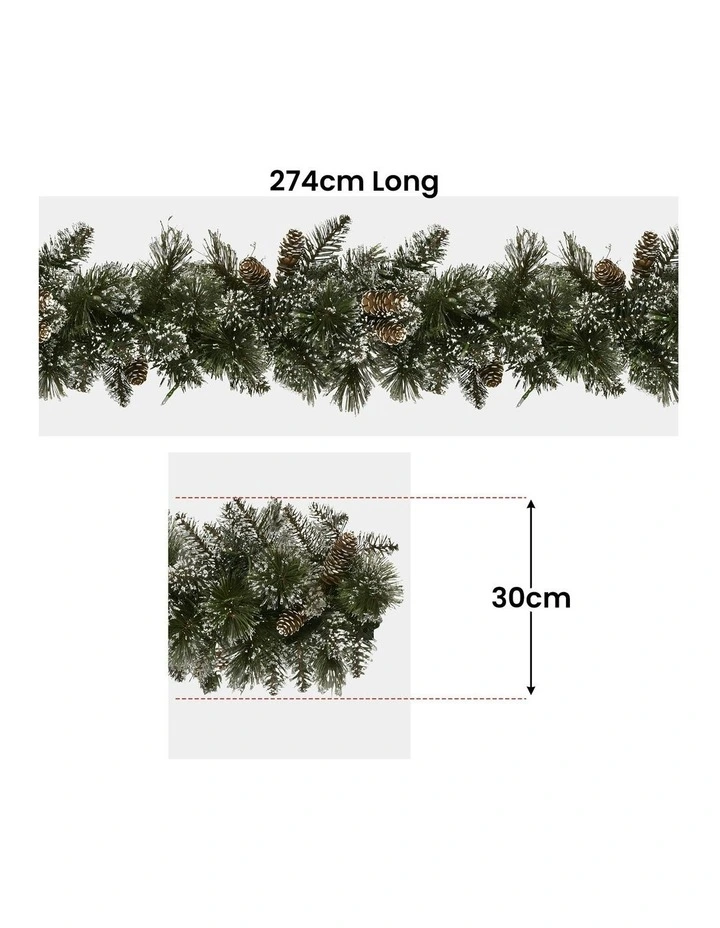 Battery Operated Christmas Garland 274cm in Green image 3