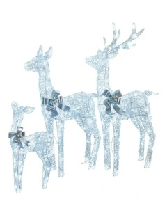 Christmas Reindeer Display Set Of 3 in Silver