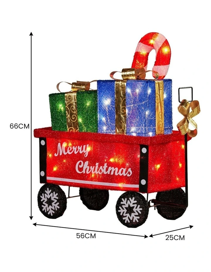 Christmas Cart Display With Candy Cane & Presents in Multi image 2