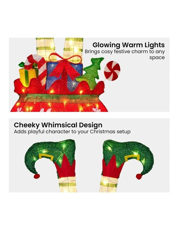 Elf Gift Sack Christmas Display Decoration With Wire Frame Construction 86cm in Multi image 5
